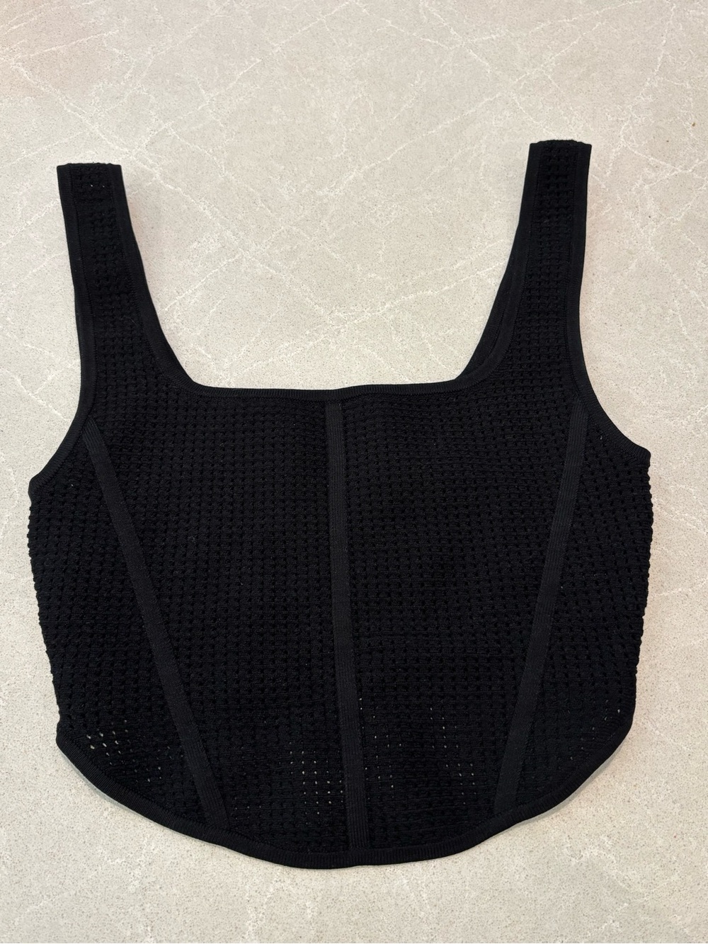 Aritzia Babaton Sculpt Knit Mesh Corset Bustier Tank Top Black Extra Small Luxe
